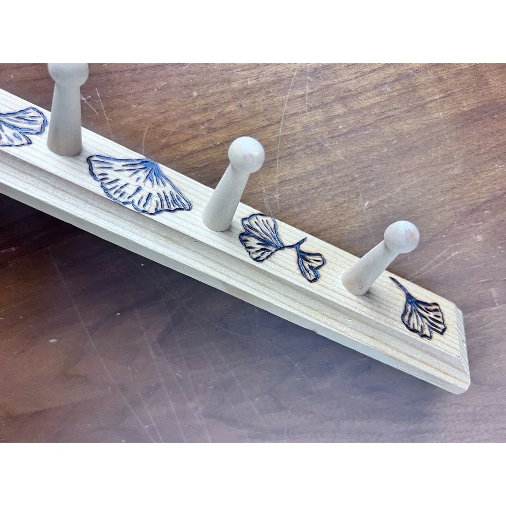Wood‎ Peg Rack Pegs Wall Hanging Jewelry Keys Ginkgo Art